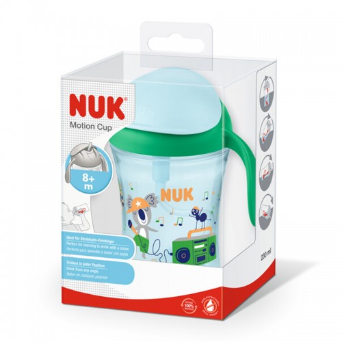 NUK Motion Cup 230ml | Toddler Straw Cup | Drinking Cup | Made in Germany | Octopus | Tiger